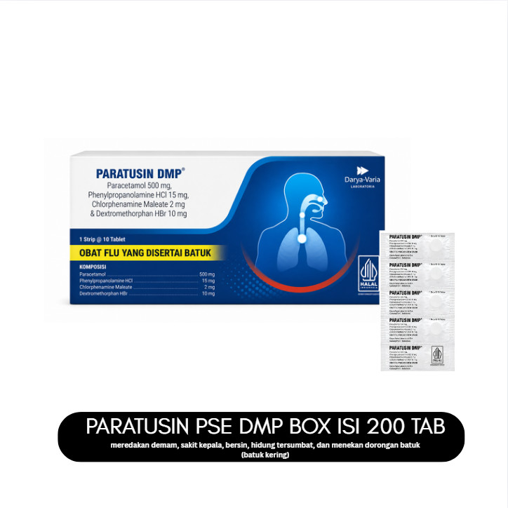 Paratusin DMP Box isi 200 Tablet | Obat Batuk Tidak Berdahak Pilek Panas Pereda Flu Demam