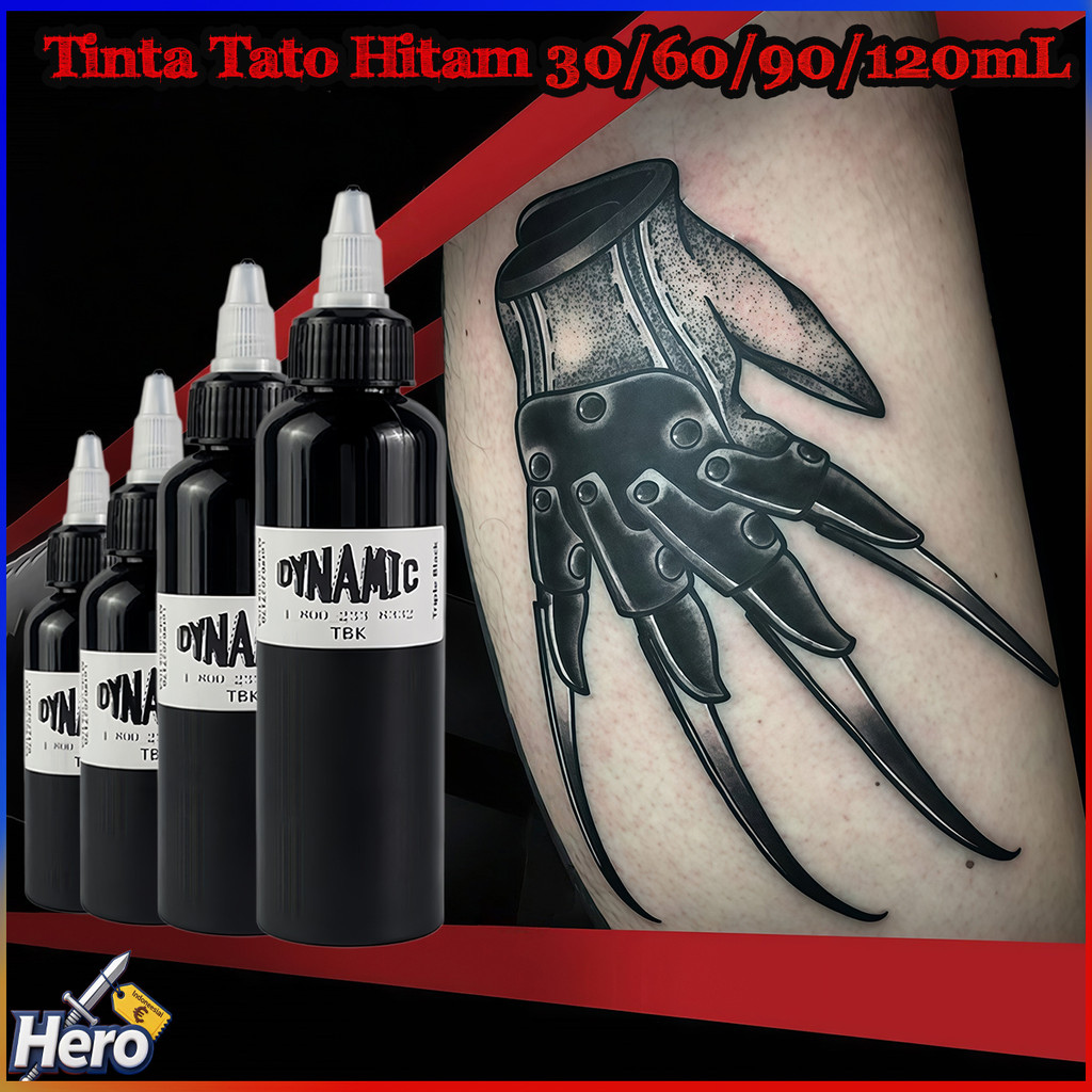 Tinta Tato Hitam Super Black Pekat 30 60 90 120ml Ekstrak Tumbuhan Alami Tidak Beracun Cepat Kering 