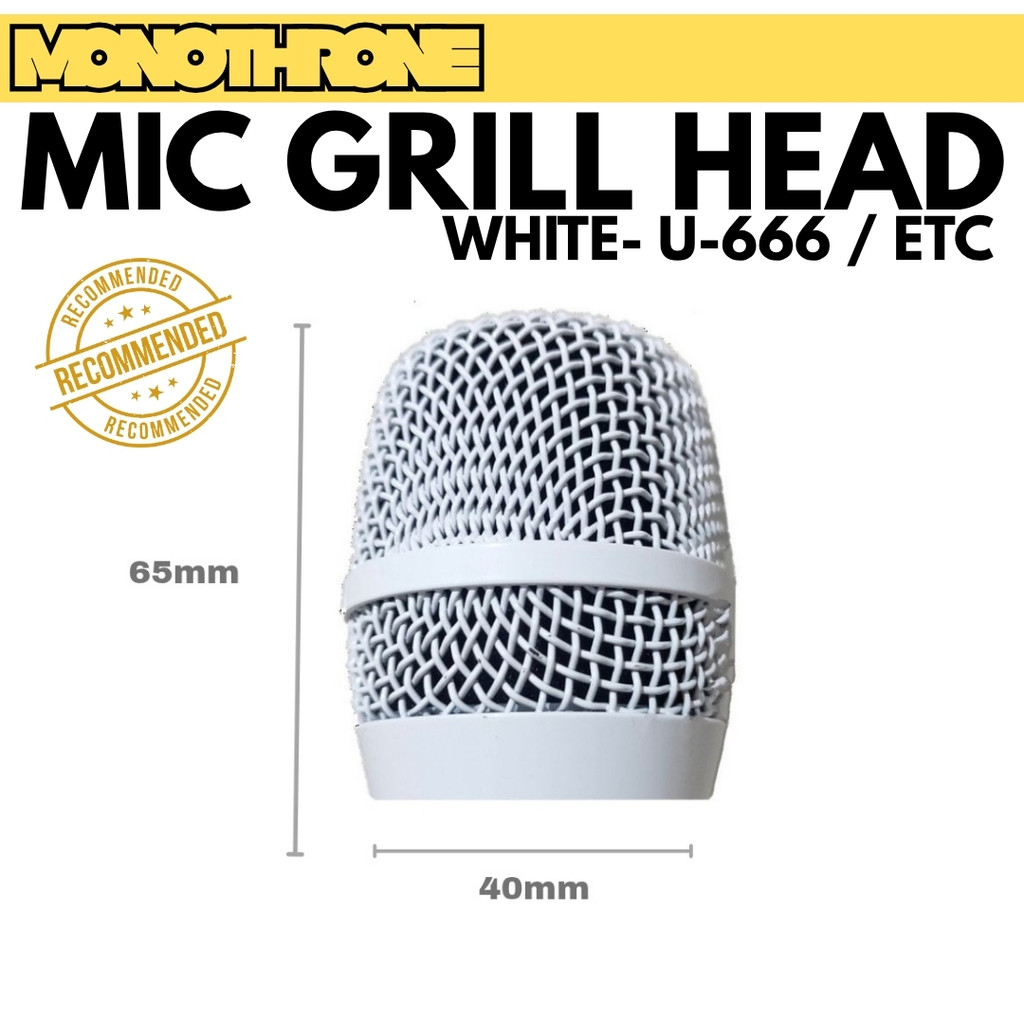 Kepala Microphone Mic Grill Head White Kepala Tutup Mic Universal