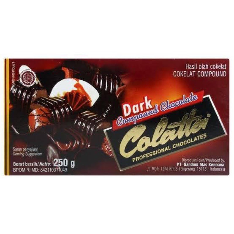 Collata Dark Compound Chocolate 250 Gram  Colatta Dark Compound