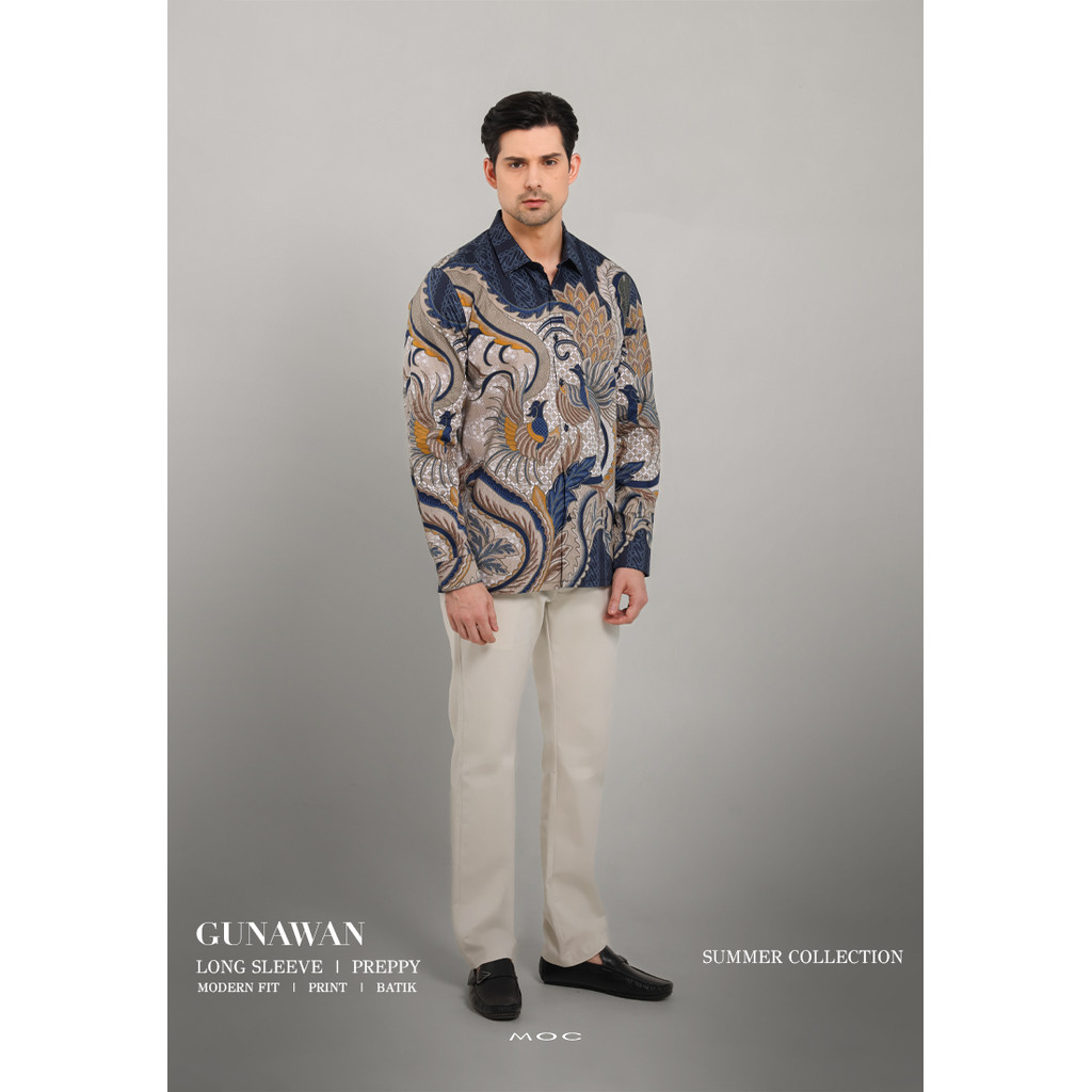 MOC - Kemeja Batik Pria Lengan Panjang Gunawan - Khaki