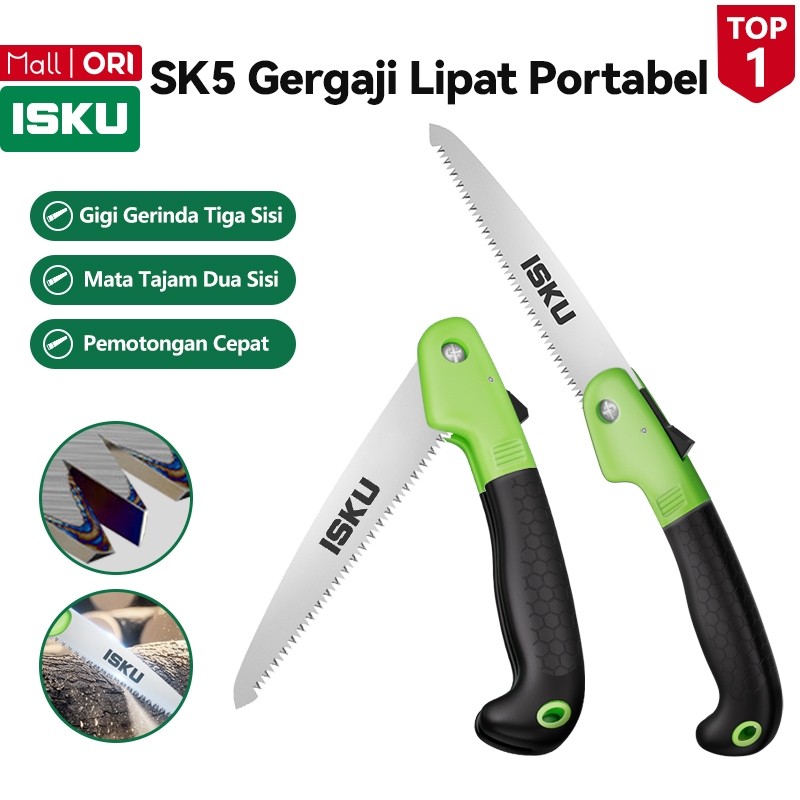 AUPSHOP ISKU Gergaji Lipat Portable SK5 Steel Gergaji Dahan Ranting Pohon Kopi Folding Pruning Saw G