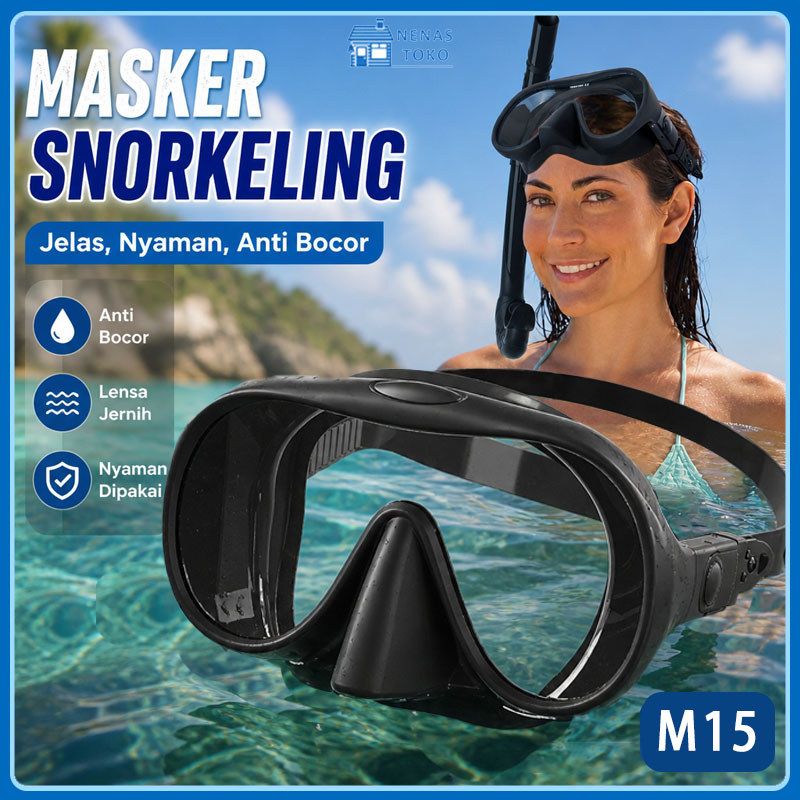 Masker Selam Anti Kabut Kaca Tempered Silikon Panoramic Snorkeling Diving Dewasa Anak
