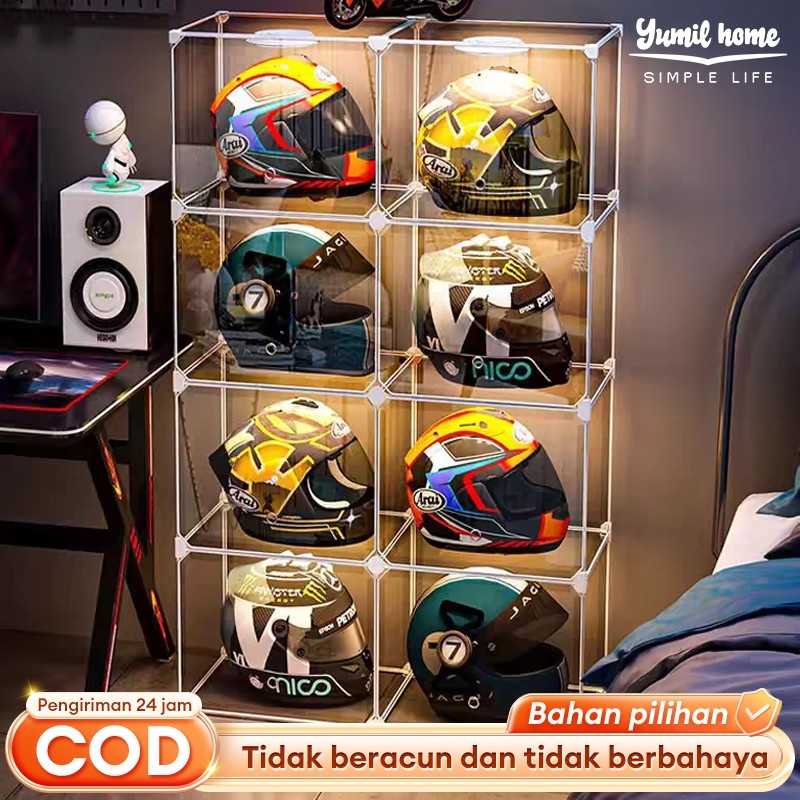 BM - SALVO-RAK HELM /LEMARI HELM  PAJANGAN rak/Tempat Helm Rak/Transparant  display Lemari