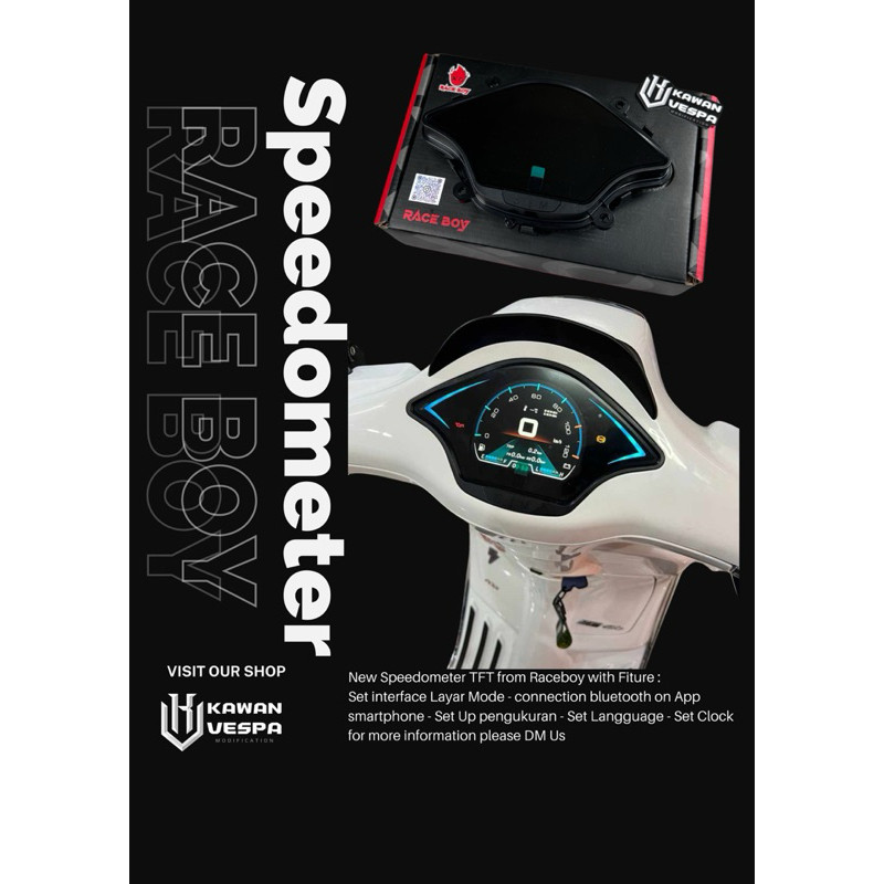 Speedometer Digital Raceboy TFT for Vespa Sprint Primavera