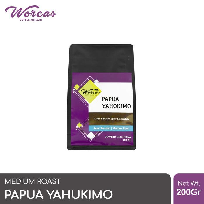 NEW SALE = Terlaris = WORCAS Arabica Papua Yahukimo 200 Gram - Medium Roasted Coffee - KOPI BIJI