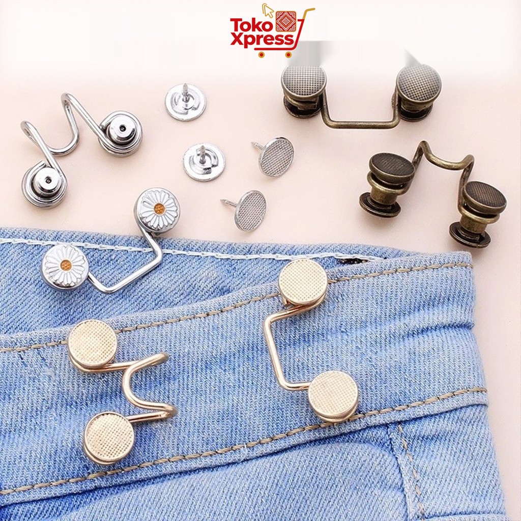 Toko Xpress Kancing Jeans Set 4pcs Untuk Perbaikan Celana Jeans Pria Wanita Unisex Bahan Kuat Tahan 