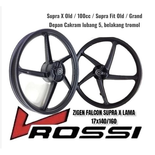 Velg Bintang Motor Merk Rossy Tipe Zigen Falcon  Motor Supra x Lama Warna Hitam