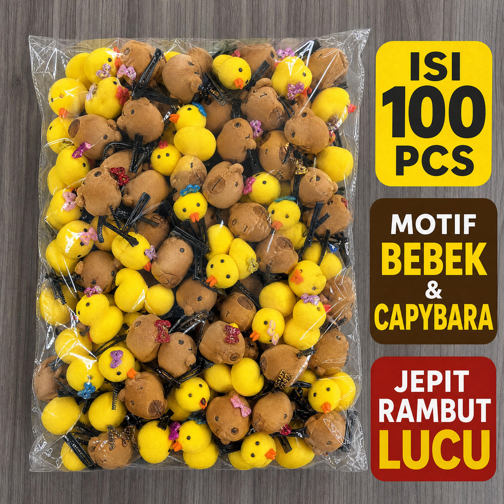 [FSW] 100pc Jepitan Bebek Tuing Tuing dan Capybara Lucu Jepit Bebek 100pc Jepit Capybara 100pc