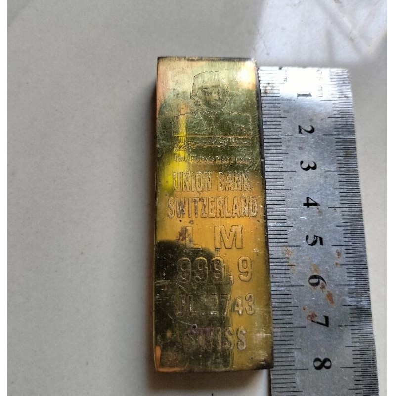 Emas batangan kuno Sukarno LM999.9 Swiss dari kuningan sari