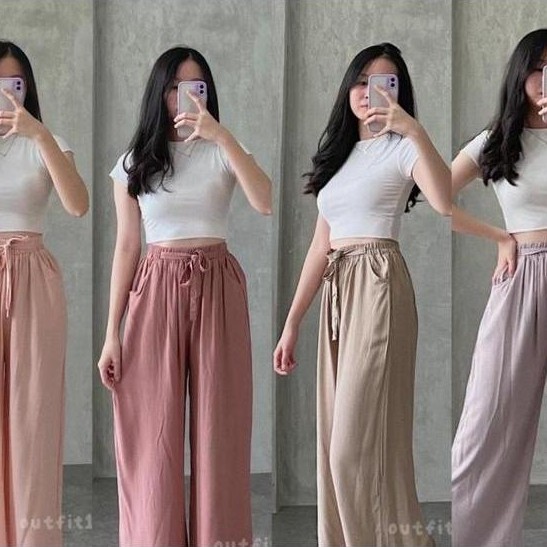 sobiren_shop - kulot ribon pants / celana kulot tali / rayon premium / umbrella