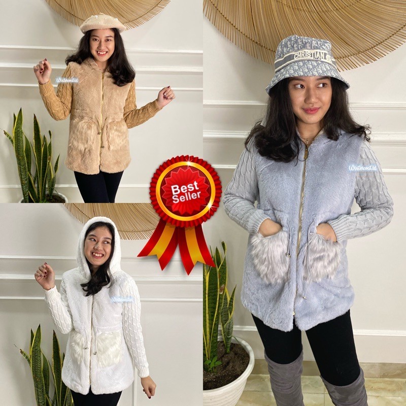 ALICE Fur Jacket Woman jaket bulu wanita hangat gunung import korea tebal big size jumbo