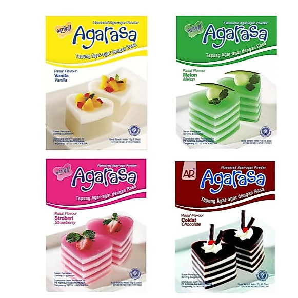 AGARASA (6PCS / 1 Box) Agar-Agar rasa : Coklat, Vanila, Melon & Stroberi