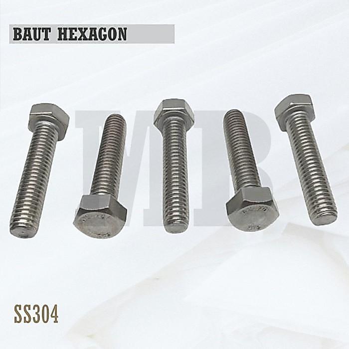 Baut Hex Stainless M6X12 - Baut Hexagon 6X12 / M6 X 12 / 6 X 12 SS304 /200PCS