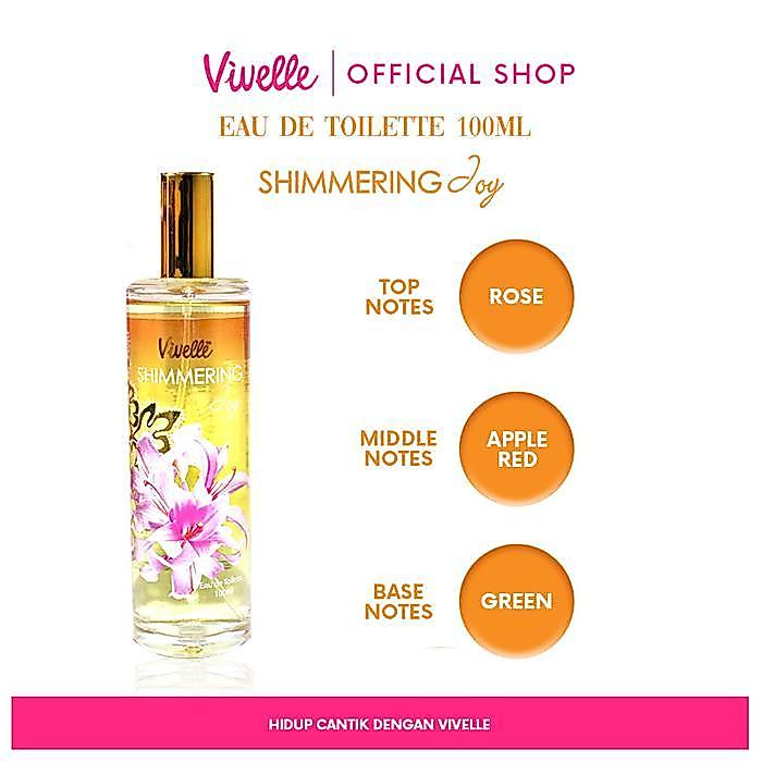 Vivelle Eau De Toilette Glass 100 ml Parfum Elegan & Wangi Alami Bunga Cherry Mawar Halal BPOM Certi