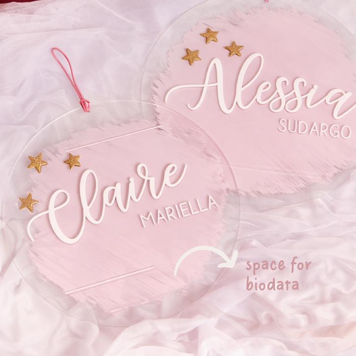 CLAIRE HOSPITAL BOARD | Biodata Bayi Newborn Baby Letter Board Photo - Baby Pink