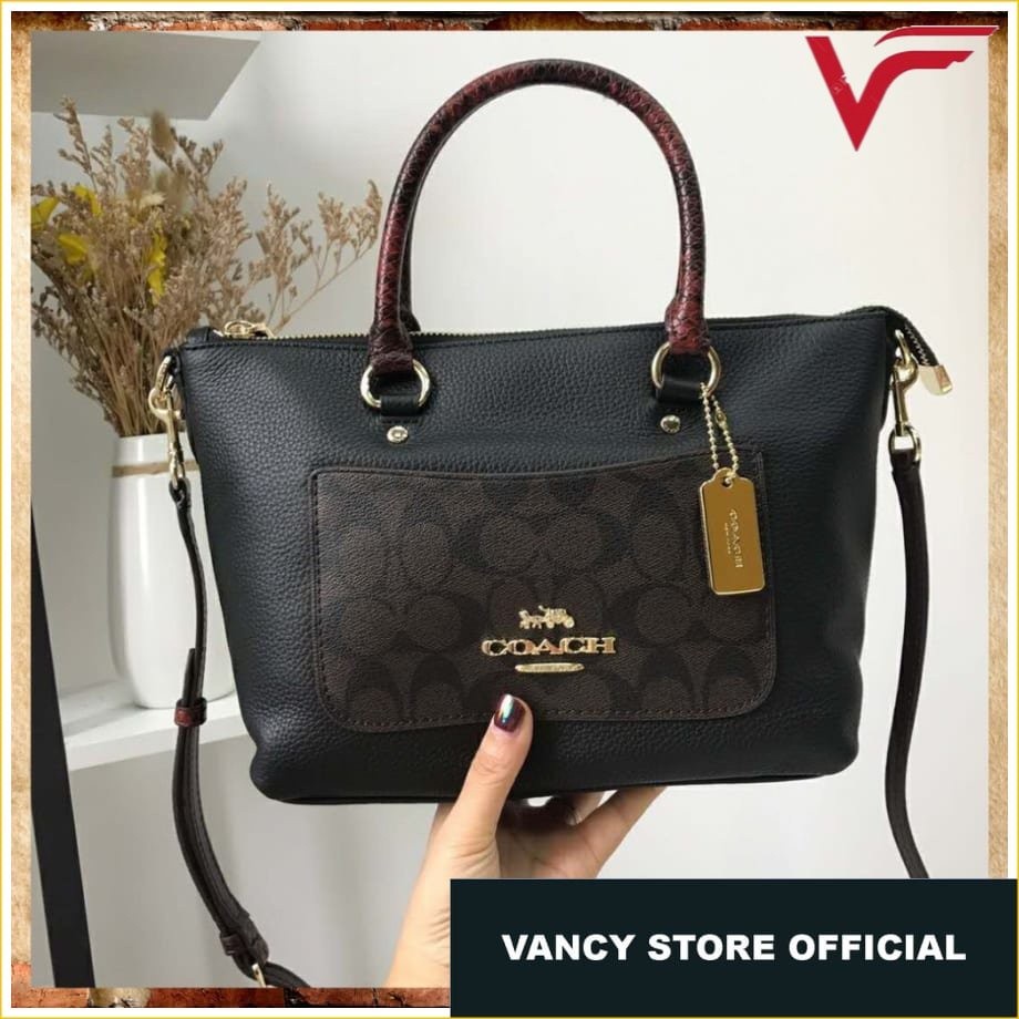 Tas Original Coach Signature Exotic Mini Emma Satchel FULLSET NEW WITH TAG  Ori Vs Vancy