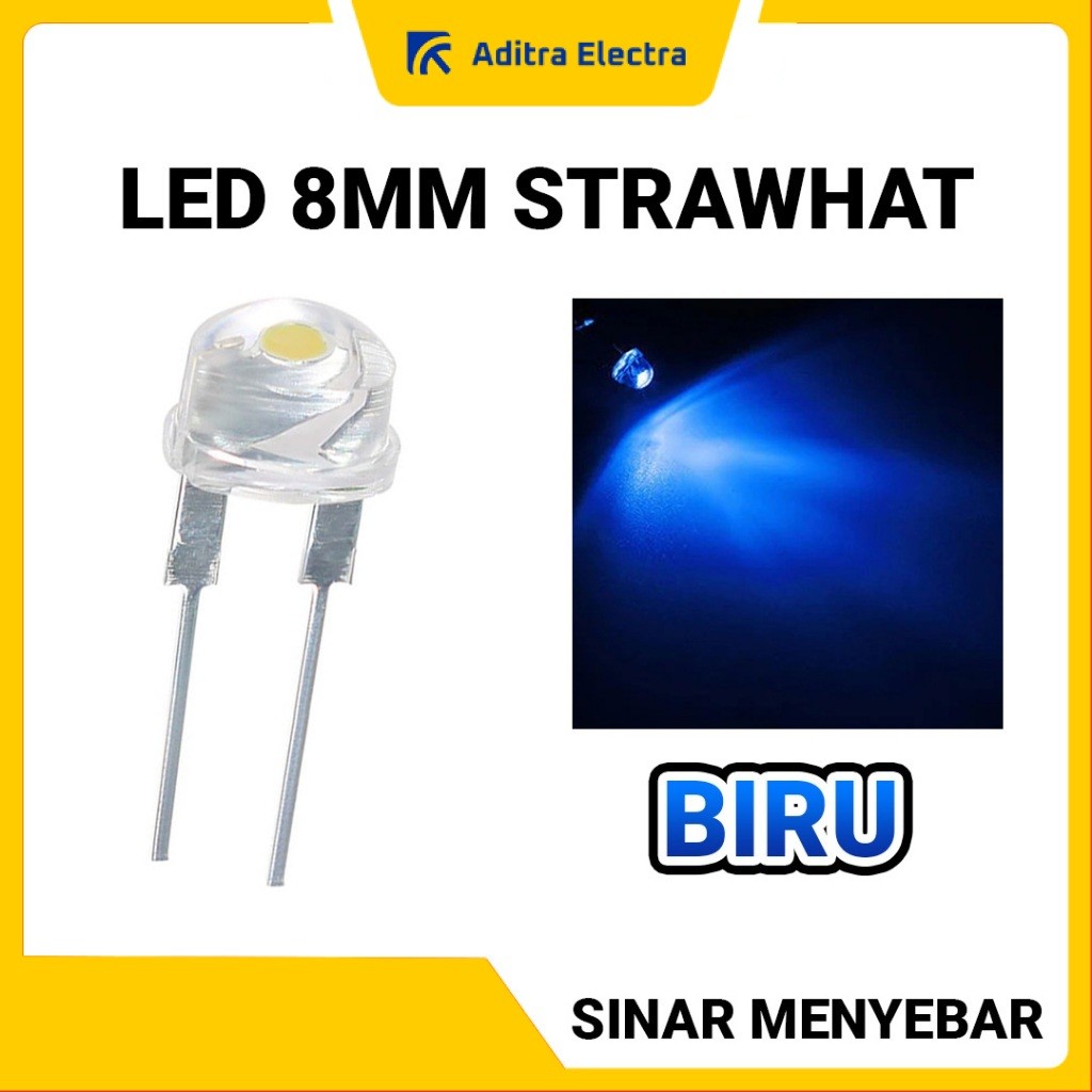 LED Strawhat 8mm Body Clear | Lampu LED Topi - Warna Biru