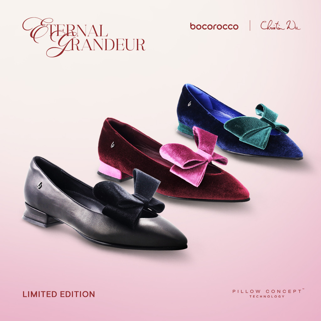 Bocorocco x Christin Wu D. Christina 03 & 103 - Sepatu Toe Pump Shoes 7cm Pita Beludru Kulit Kambing