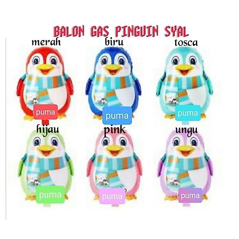 Balon karakter pinguin syal
