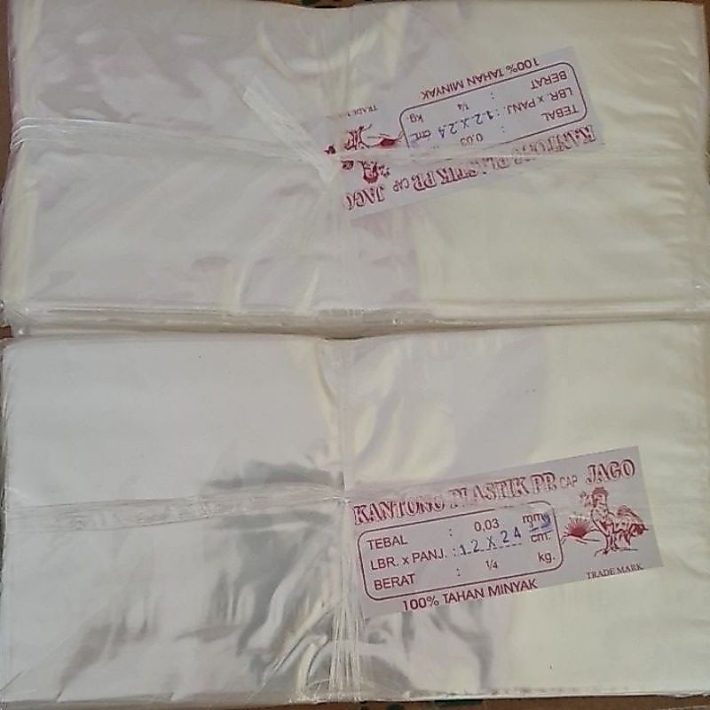 Platik PP cap Jago 12x24 | 15x27 bening, berkualitas