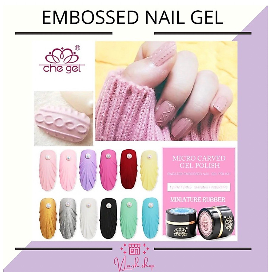 CHE GEL EMBOSSED NAIL GEL - SWEATER NAIL