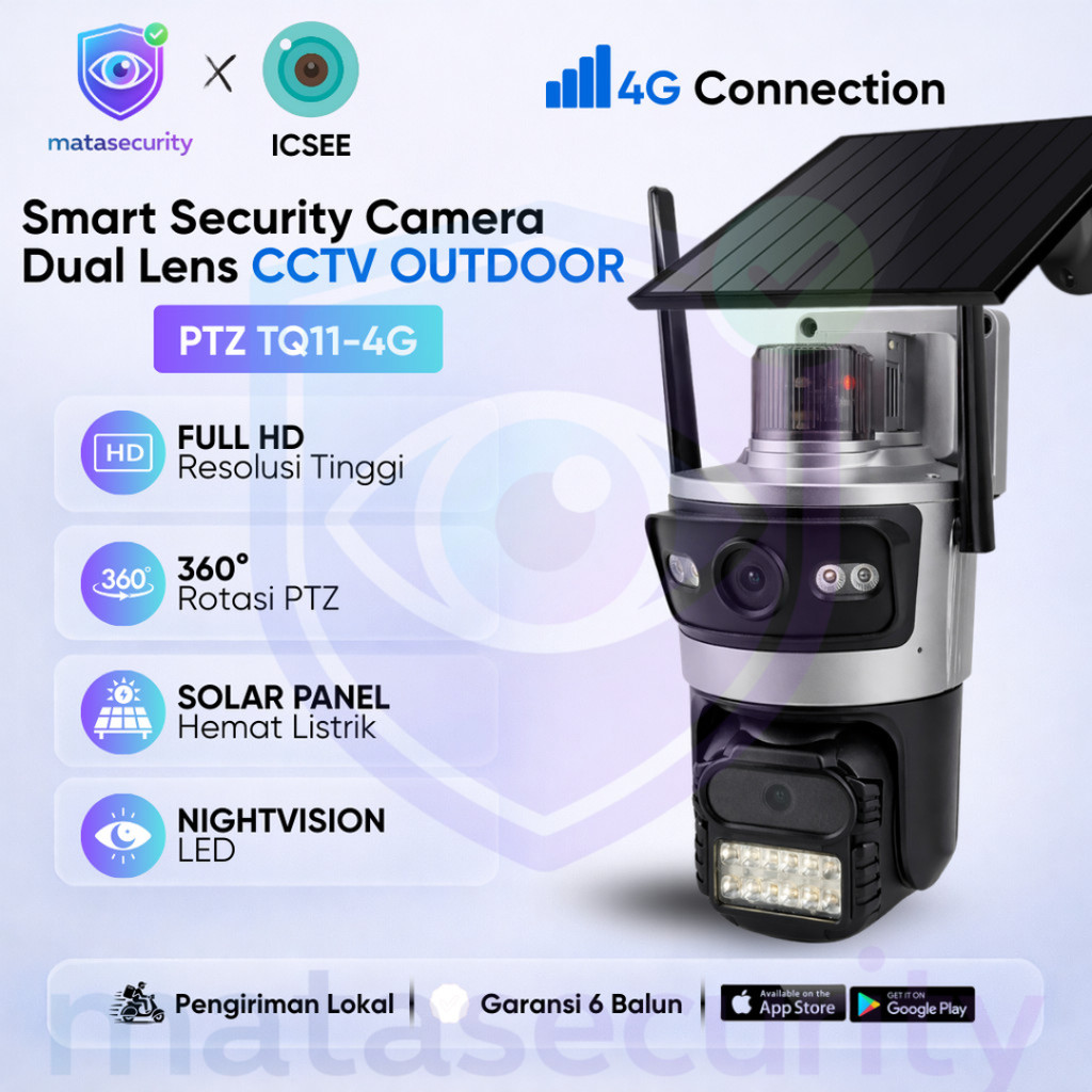 Thunderin PTZ IP Wifi Dual Camera Solar Panel  Smart Camera 4Mp CCTV ICSEE Two Away Audio Alarm CCTV