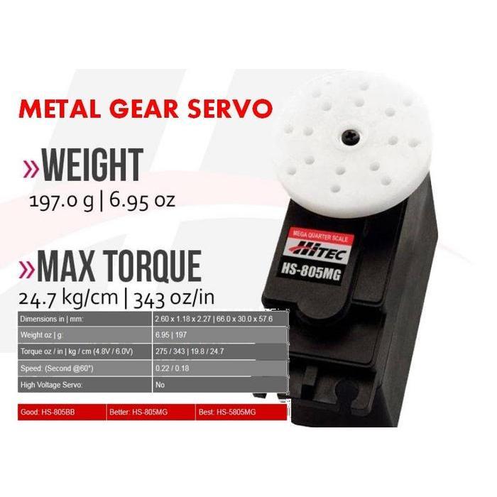 HITEC HS-805MG ROBOTIC GIANT SERVO METAL GEAR / STEERING RC 1/5