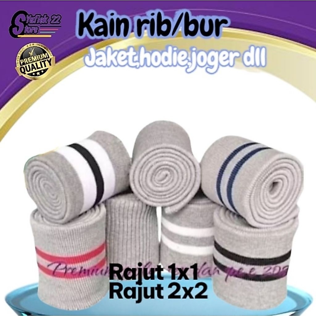 RIB/BUR untuk jaket warna abu muda polos dan salur perlembar