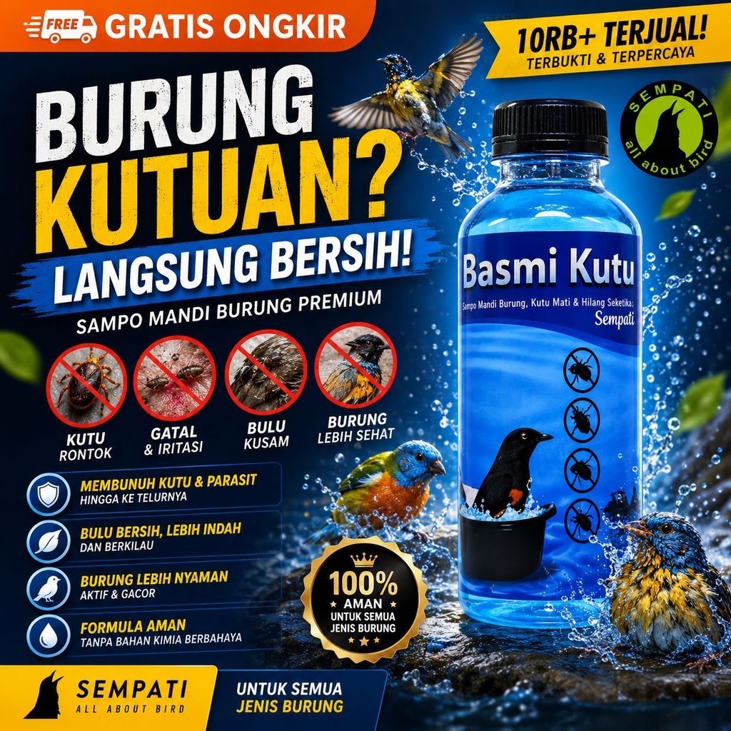 SEMPATI BASMI KUTU Sampo Burung Anti Kutu Tungau Gatal Iritasi Murai Lovebird Kacer Kenari
