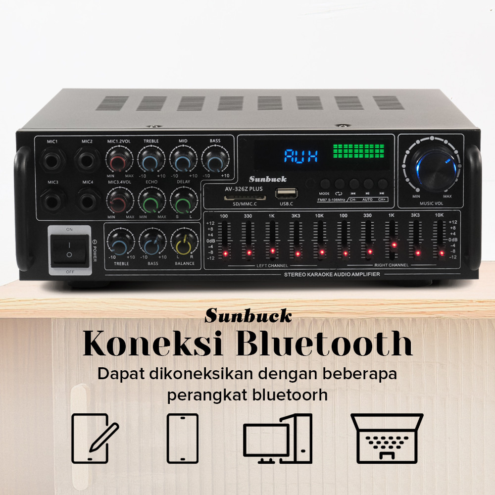 [TERLARIS] Power Amplifier 2000 Watt Clarity | Audio Amplifier Bluetooth EQ Karaoke FM 2000W - Sunbu