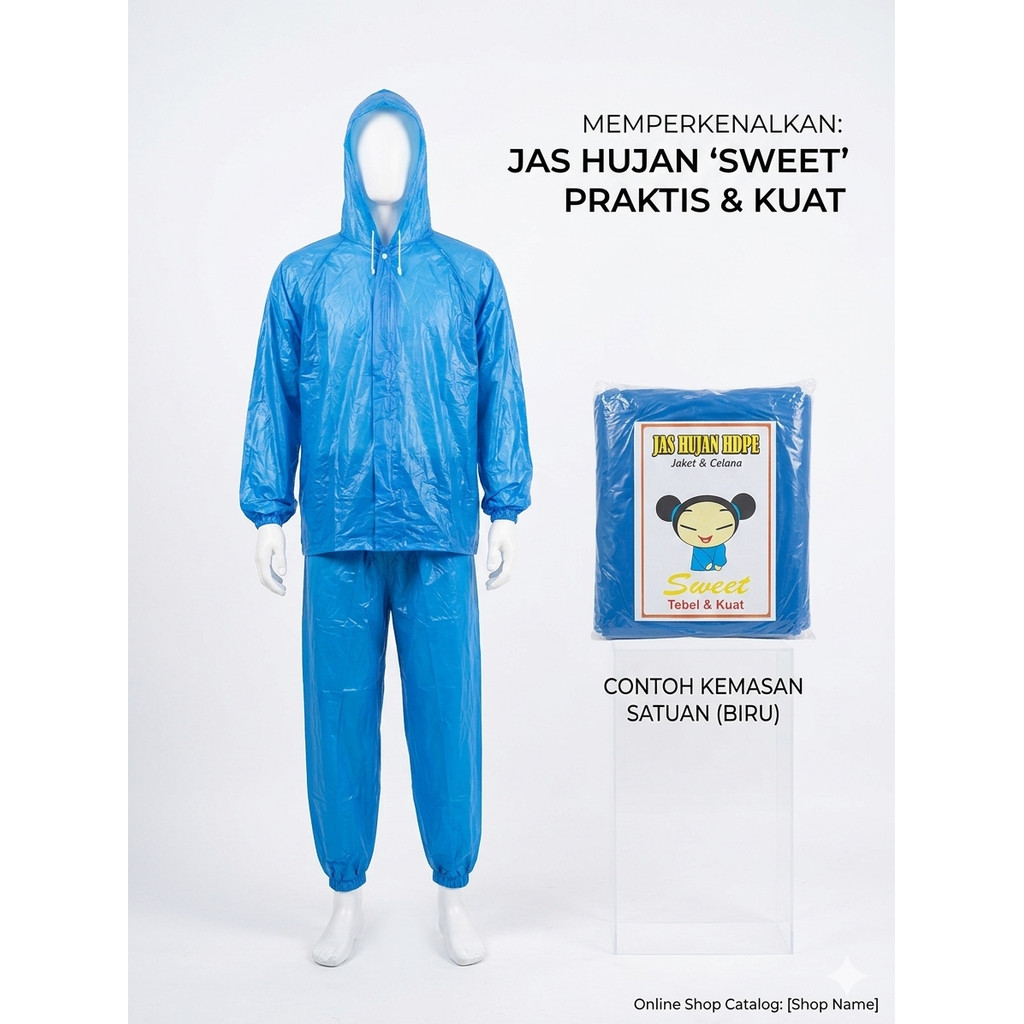 CGN Jas Hujan Setelan (Jaket + Celana) Plastik HDPE PUTIH BENING TRANSPARAN