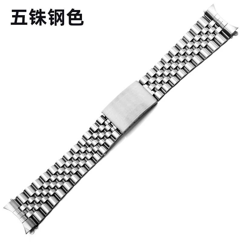  19mm Silver Curved Jubilee Watch Band Stainless Steel Bracelet For Seiko N0.5 SNXS73 SNXS77 SNXS79