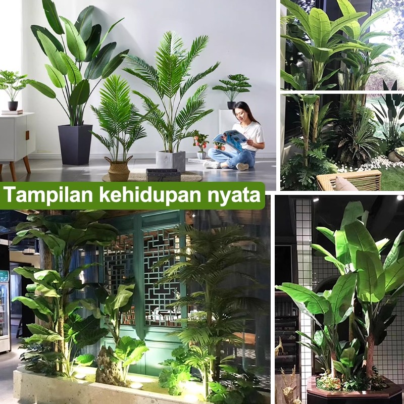 PROMO2025 DAUN PALEM PLASTIK POHON PISANG 180CM 5AKELAS DAUN PISANG JUMBO DEKORASI SUDUT RUMAH TANAM