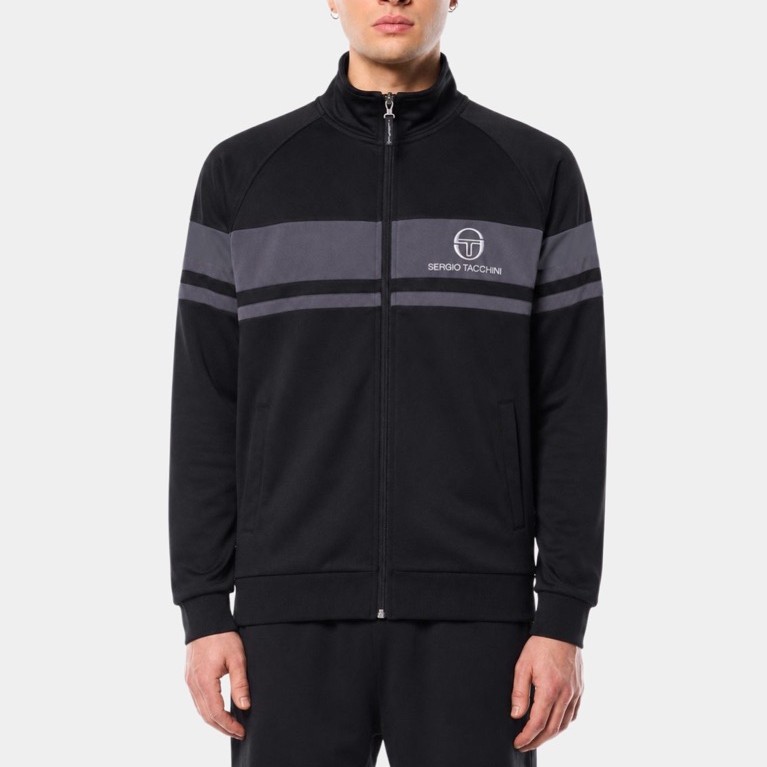 Sergio Tacchini Damarino Tracktop Jacket In Black / Grey