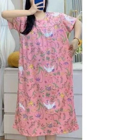 Vestito- Daster Spandex Super Jumbo Adem Motif Bunga Dress Tidur Nita Bumil Import Oversize Desa Jum