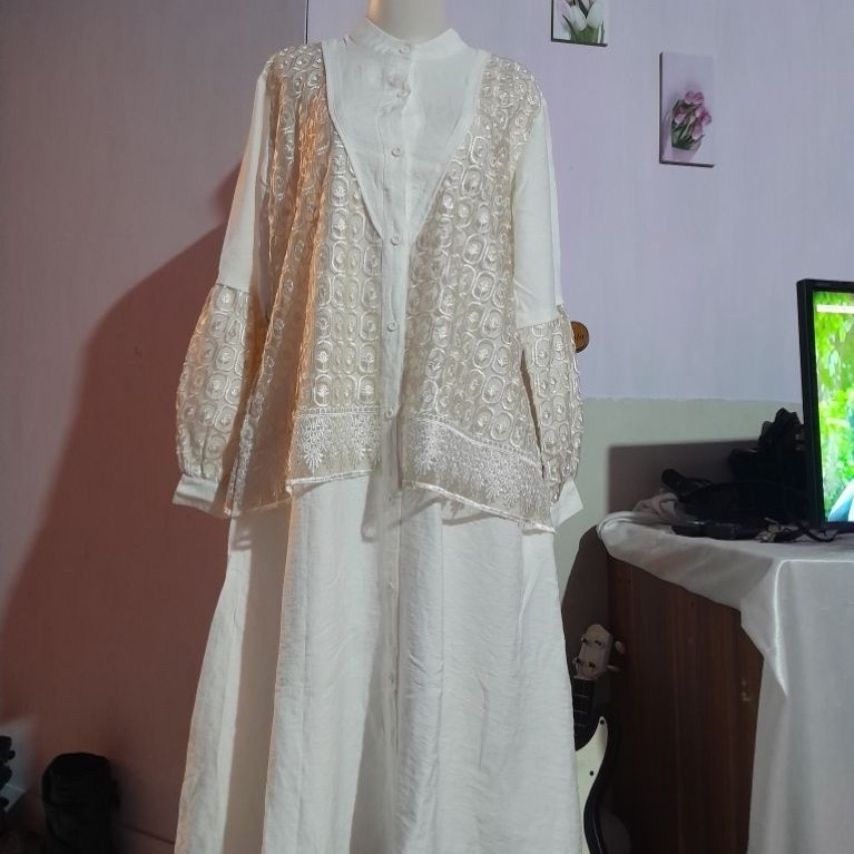 Long tunik kekinian brokat mewah tunik lebaran terbaru tunik mewah dewasa