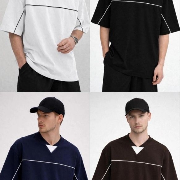 Kaos V-neck Oversize Cotton Combed 24s