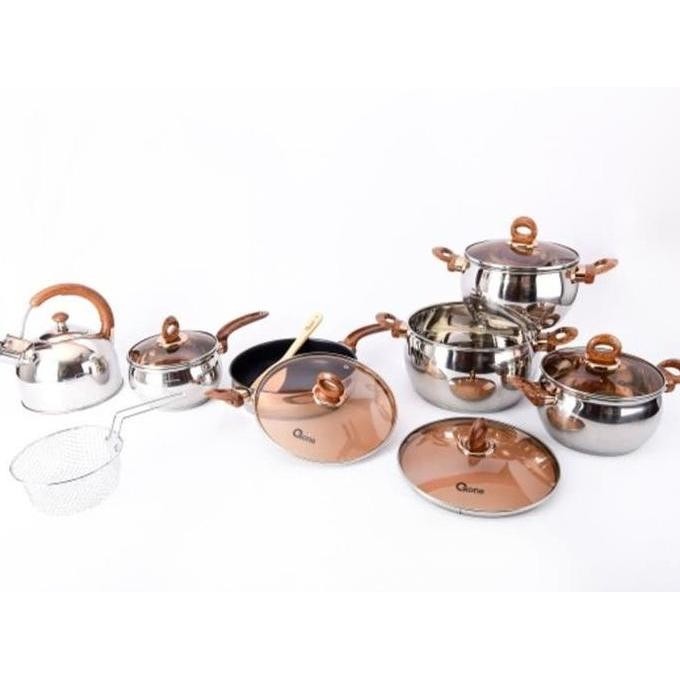 TERBARU - Oxone Classic Cookware Set Panci Wajan Stainless Steel High Quality OX-966