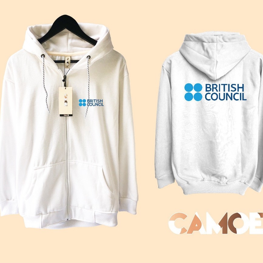Jaket Hoodie Zipper British Council logo