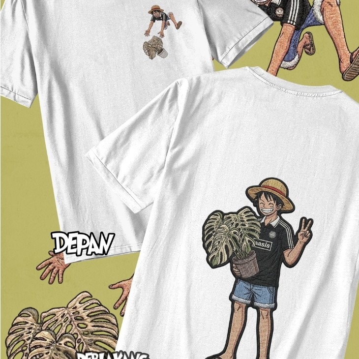 T-Shirt Kaos Plants/Tanaman AROID "Luffy One piece Monstera devil Monster"  Design Premium