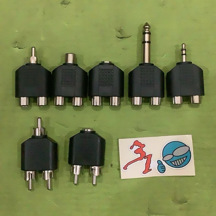 jack T RCA sambungan cabang 3.5mm 6.5mm aux rca stereo audio