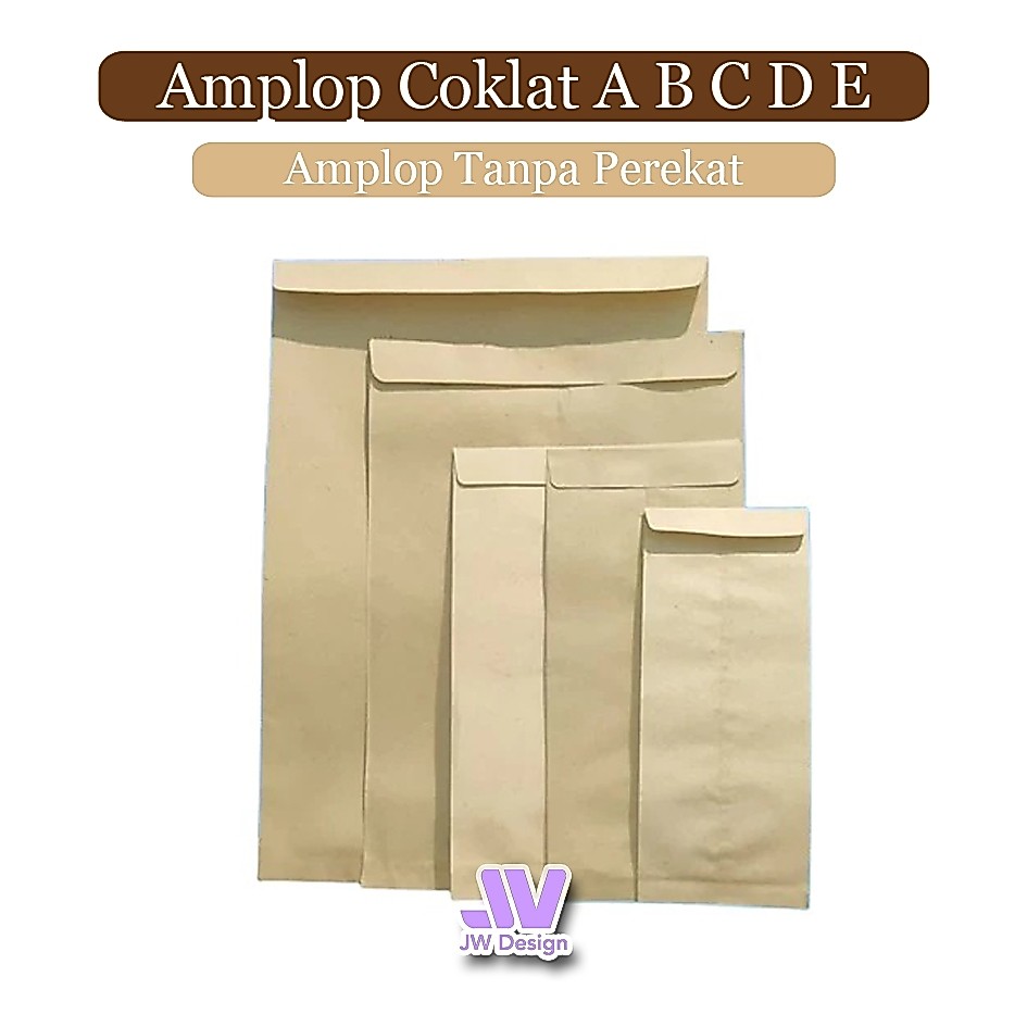 AMPLOP COKLAT TYPE A B C D E UKURAN FOLIO F4 A4 TANPA PEREKAT POLOS COKLAT