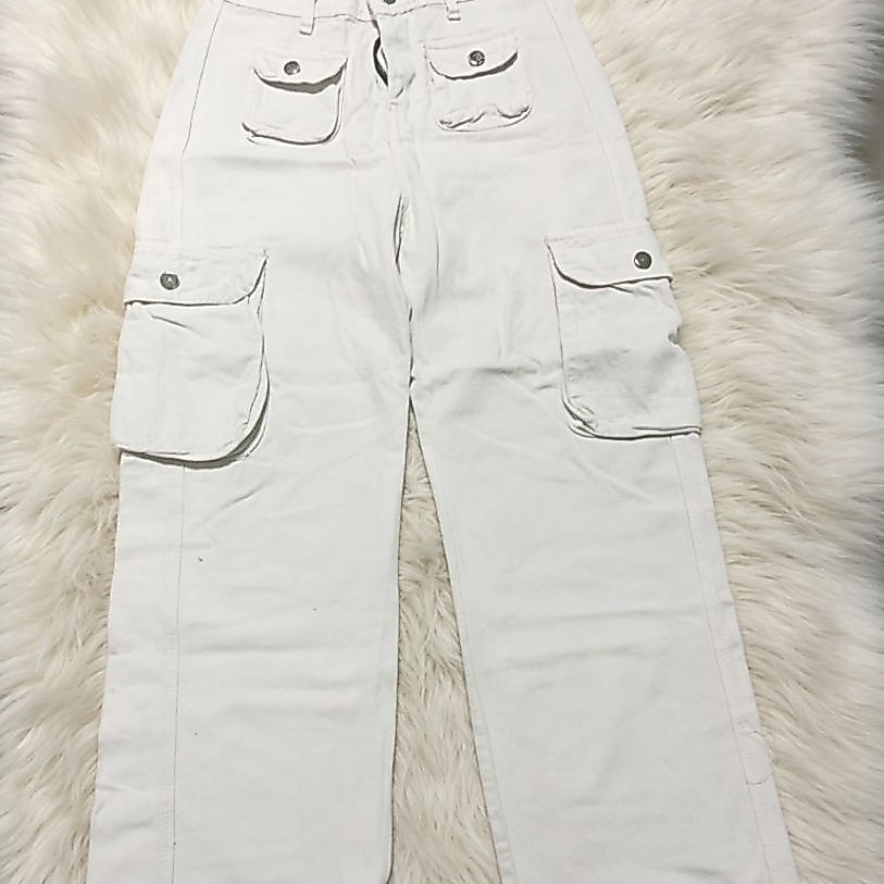 Celana Cargo Highwaist Wanita Putih Tulang LP 74 Size L