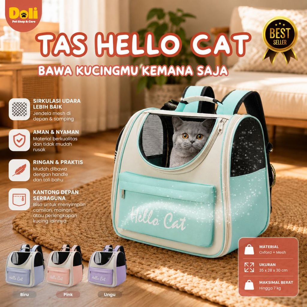 Tas Kucing Tas Ransel Kucing Pet Carrier Tas HELLO Cat Cat Bag Tas Hiking Untuk Membawa Kucing Tas R