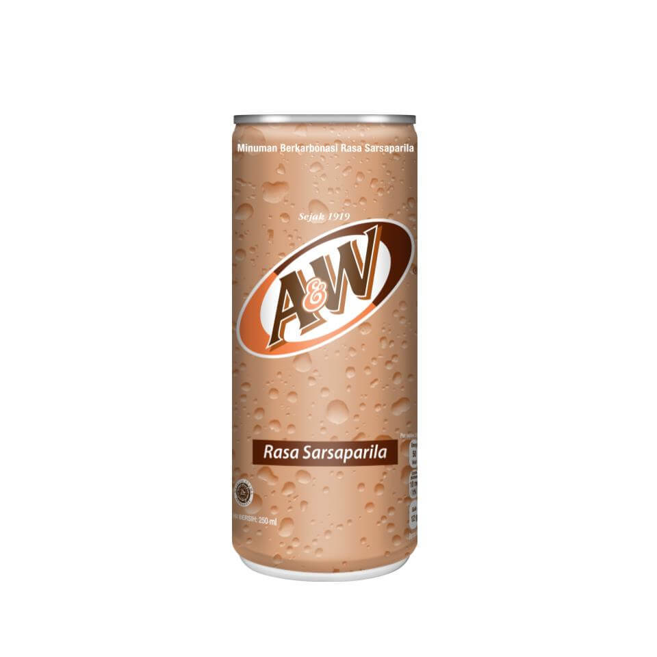A&W Minuman Soda Root Beer Sarsapila Kaleng 250 ml