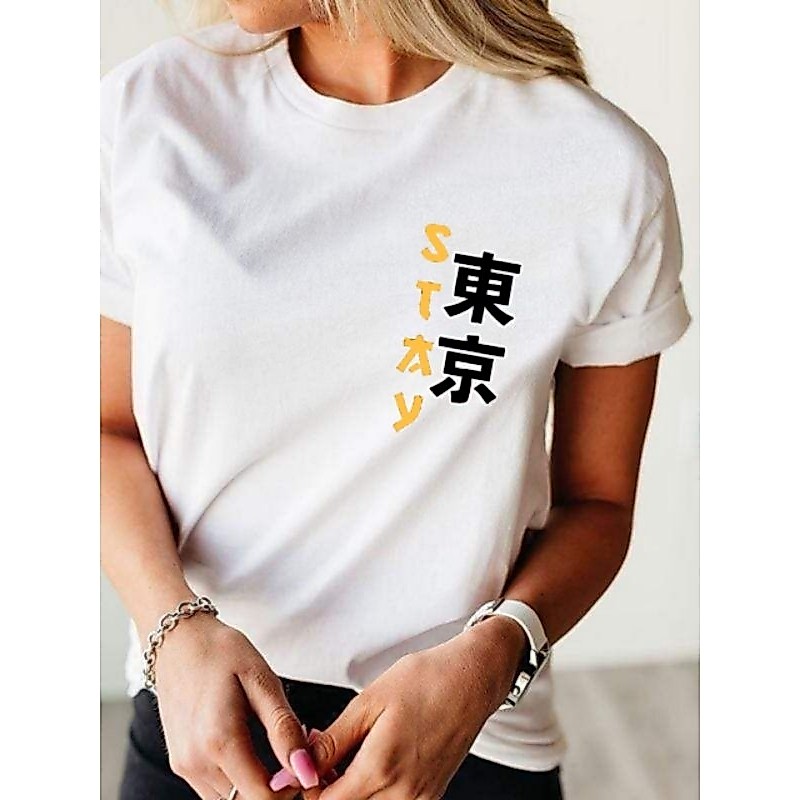 Kaos wanita atasan wanita distro lengan pendek kaos oblong cewek baju perempuan stay cina