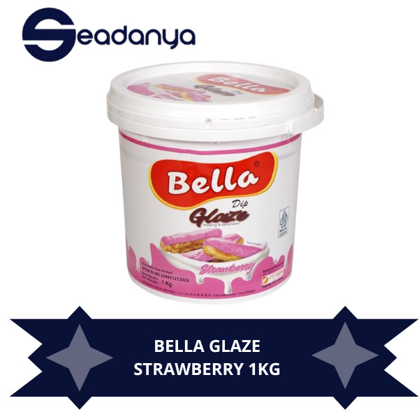 BELLA GLAZE STRAWBERRY 1KG | glaze strawberry 1kg, topping donat strawberry, glaze donat premium, to