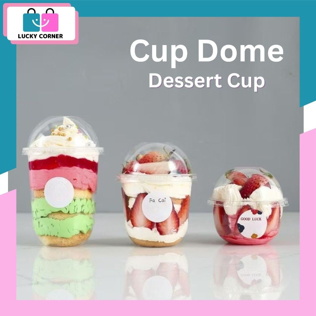Cup Dome Bulat Dessert Cup / Cup dessert korean / Gelas Plastik PP OvaL 10oz Plastic Cup PP 10 oz U 