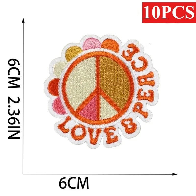 Stiker Bordir Kartun Cheetah 10PCS BULK, Label Kain Bordir Lonceng Angin, Stiker Bordir Matahari Hut